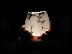 Medium white alabaster candle holder by Susan Zalkind