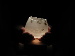 Medium white alabaster candle holder by Susan Zalkind