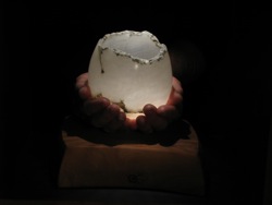Medium white alabaster candle holder by Susan Zalkind