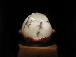 Medium white alabaster candle holder by Susan Zalkind