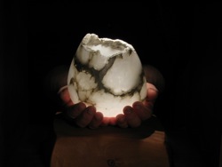 Medium white alabaster candle holder by Susan Zalkind
