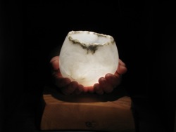 Medium white alabaster candle holder by Susan Zalkind