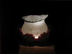 Large white fluted alabaster candle holder by Susan Zalkind