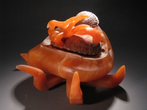 Orange Not the Crab Alabaster fine art sculpture container